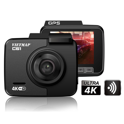 Camera hành trình Vietmap C61 Ultra HD 4K, cảnh báo giọng nói, cảnh báo tốc độ, góc quay 170 độ, Micro SD, GPS, Kết nối điện thoại