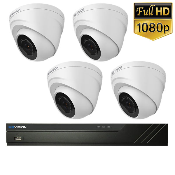 Trọn bộ 1-4 Camera + Đầu ghi hình 4 kênh KBVISION chống lóa sáng full HD giá rẻ (thân tròn)