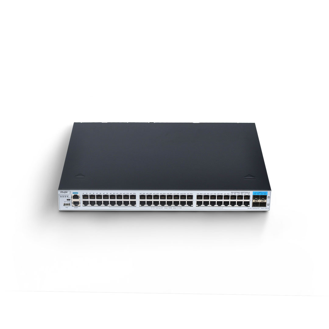 Thiết bị mạng HUB -SWITCH Ruijie RG-S5750C-48SFP4XS-H (48 100/1000BASE-X SFP ports, 4 1G/10GBASE-X SFP+ ports, 2 extension slots, 2 modular power slots, required to purchase at least 1 power module)