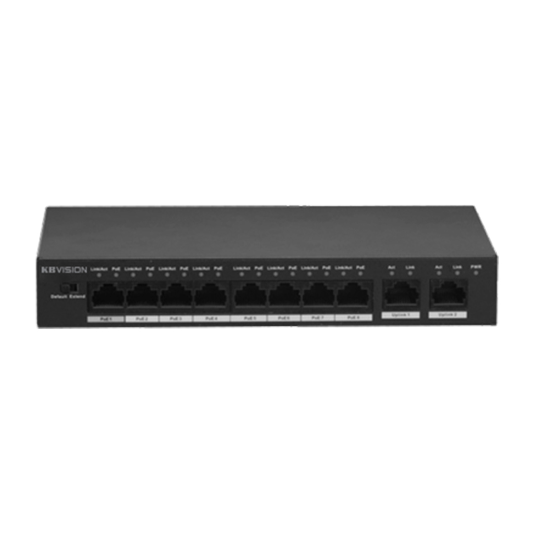 Thiết bị mạng HUB -SWITCH POE Kbvision KX-ASW08P2 (Switch Fast Ethernet 10 cổng với 8 cổng PoE)