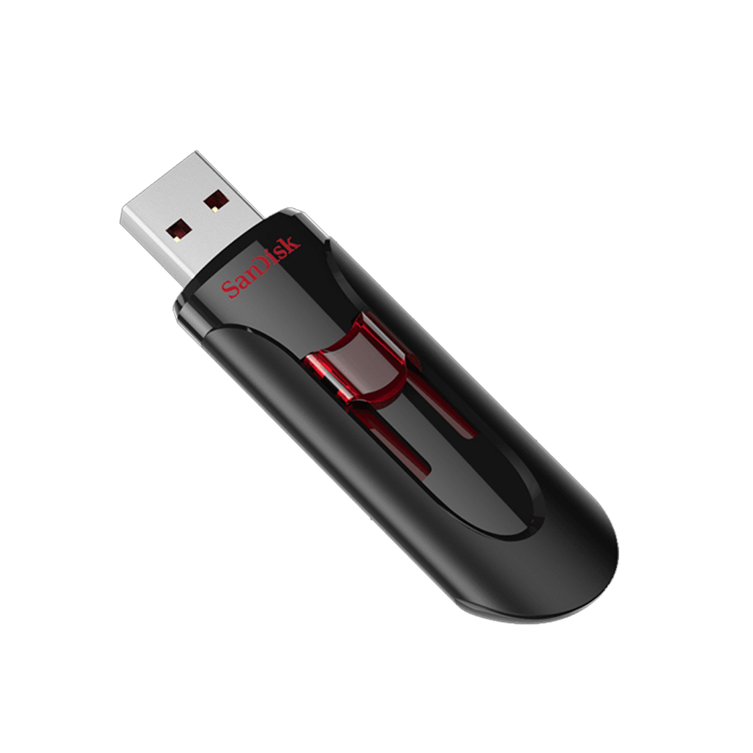 USB SanDisk Cruzer Glide 3.0 USB Flash Drive, CZ600 128GB, USB3.0, Black with red slider, retractable design SDCZ600-128G-G35