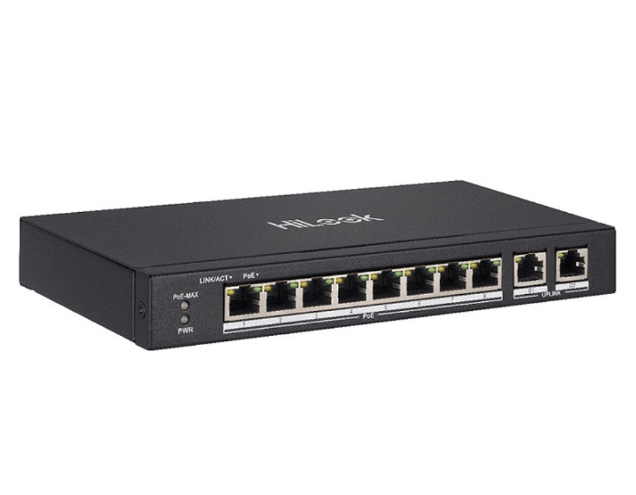Switch 8 Port PoE HiLook NS-0310P-60 100Mbps, công suất PoE 60W, 2 cổng Uplink 100M