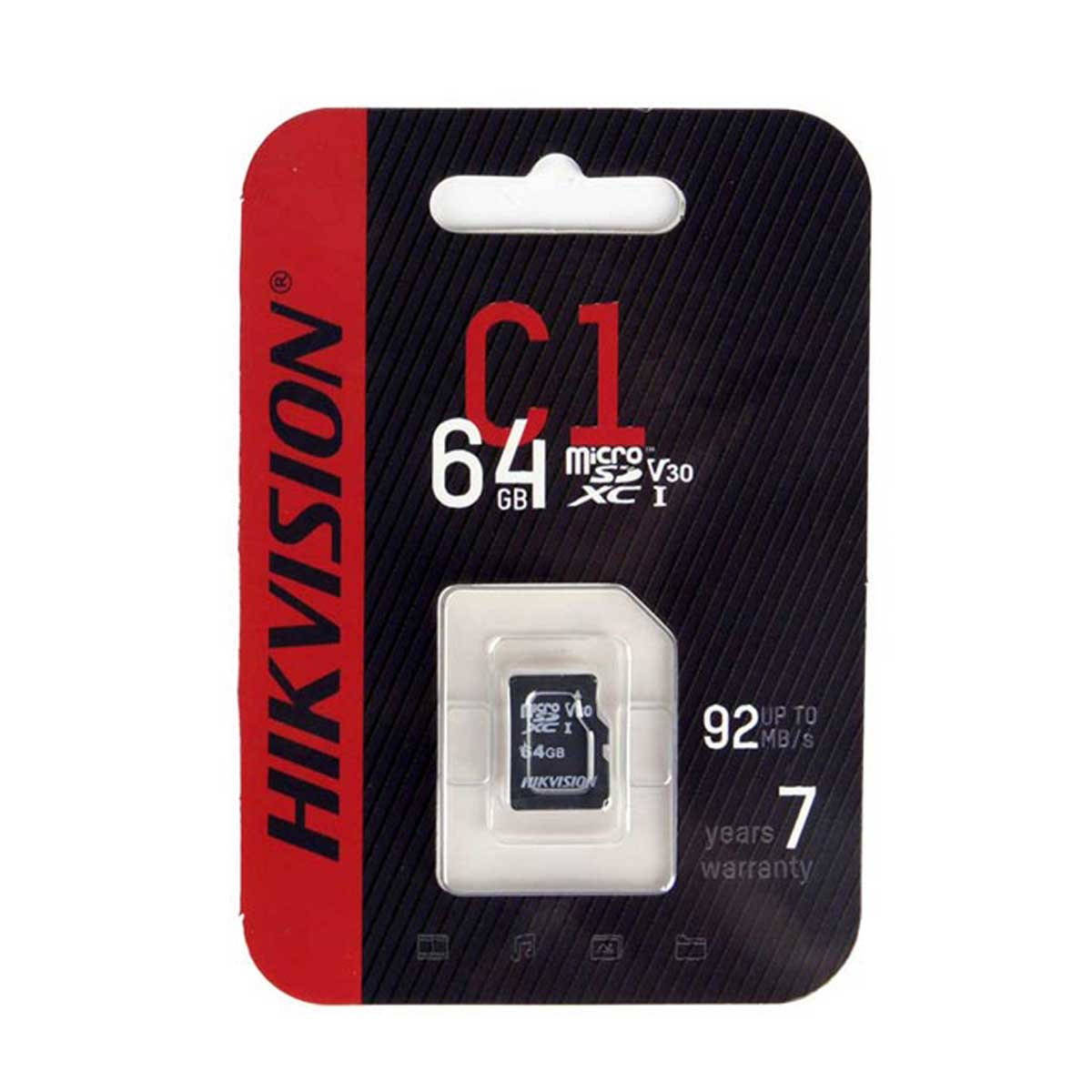  Thẻ nhớ Hikvision HS-TF-C1(STD)/64G/Adapter 64GB, tốc độ đọc 92MB/s, tốc độ ghi 30MB/s 