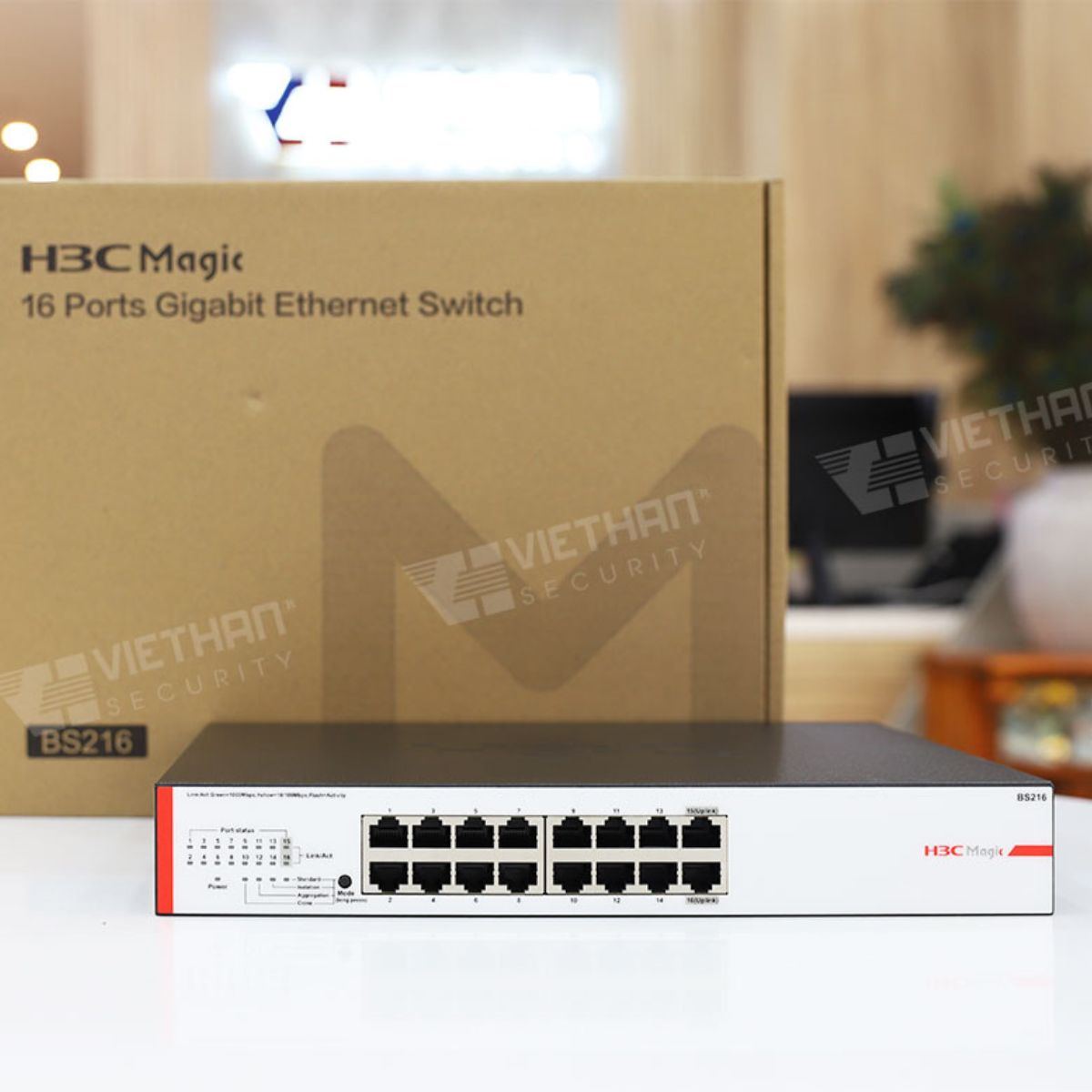 Bộ chuyển mạch Gigabit H3C BS216 16 cổng 10/100/1000Base-T, tốc độ chuyển mạch 23,8Mpps