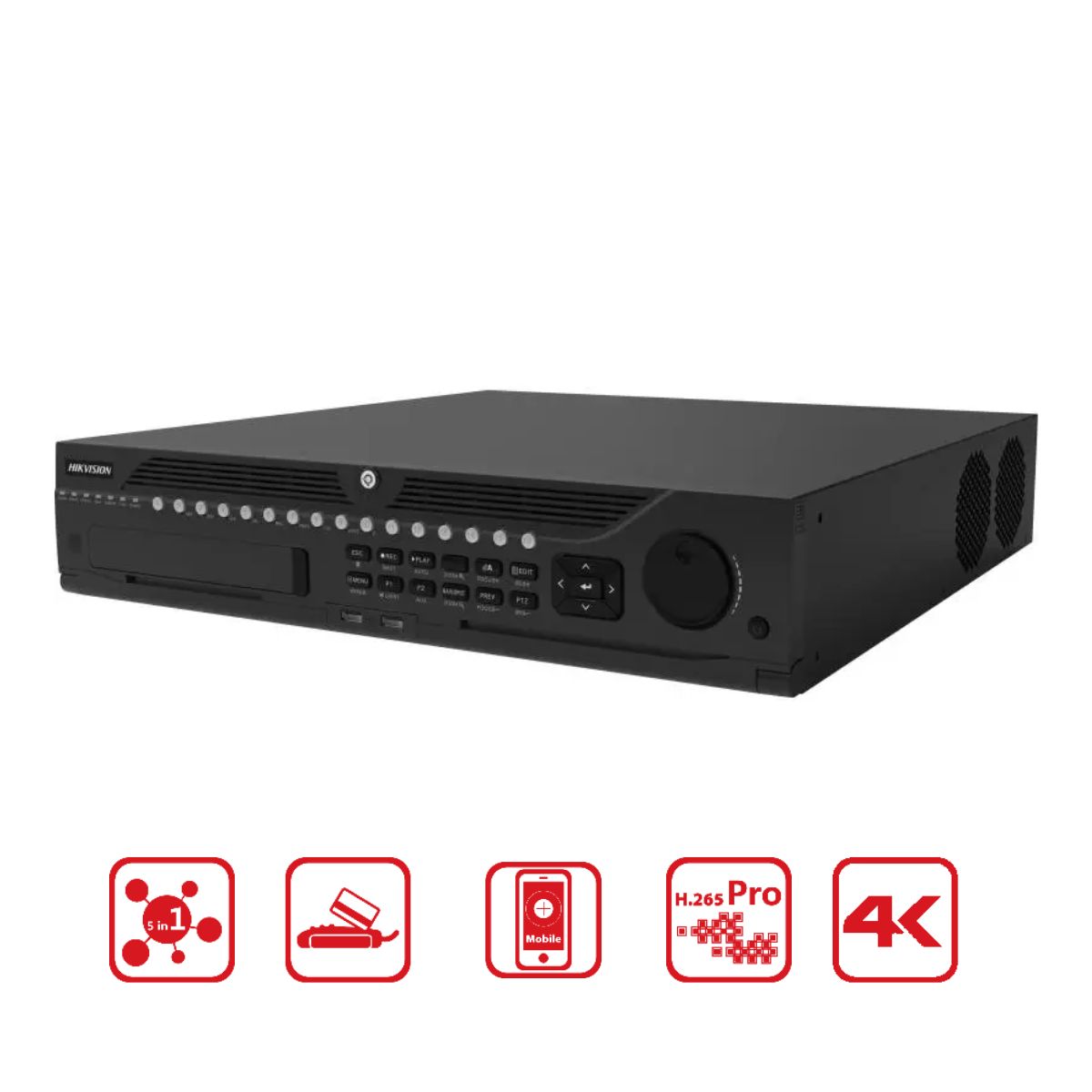 Đầu thu hình Hybrid TVI-IP 4mp 32 kênh Hikvision iDS-9032HQHI-M8/S Hỗ trợ 8 khe cắm ổ cứng 12TB,  H.265 PRO+