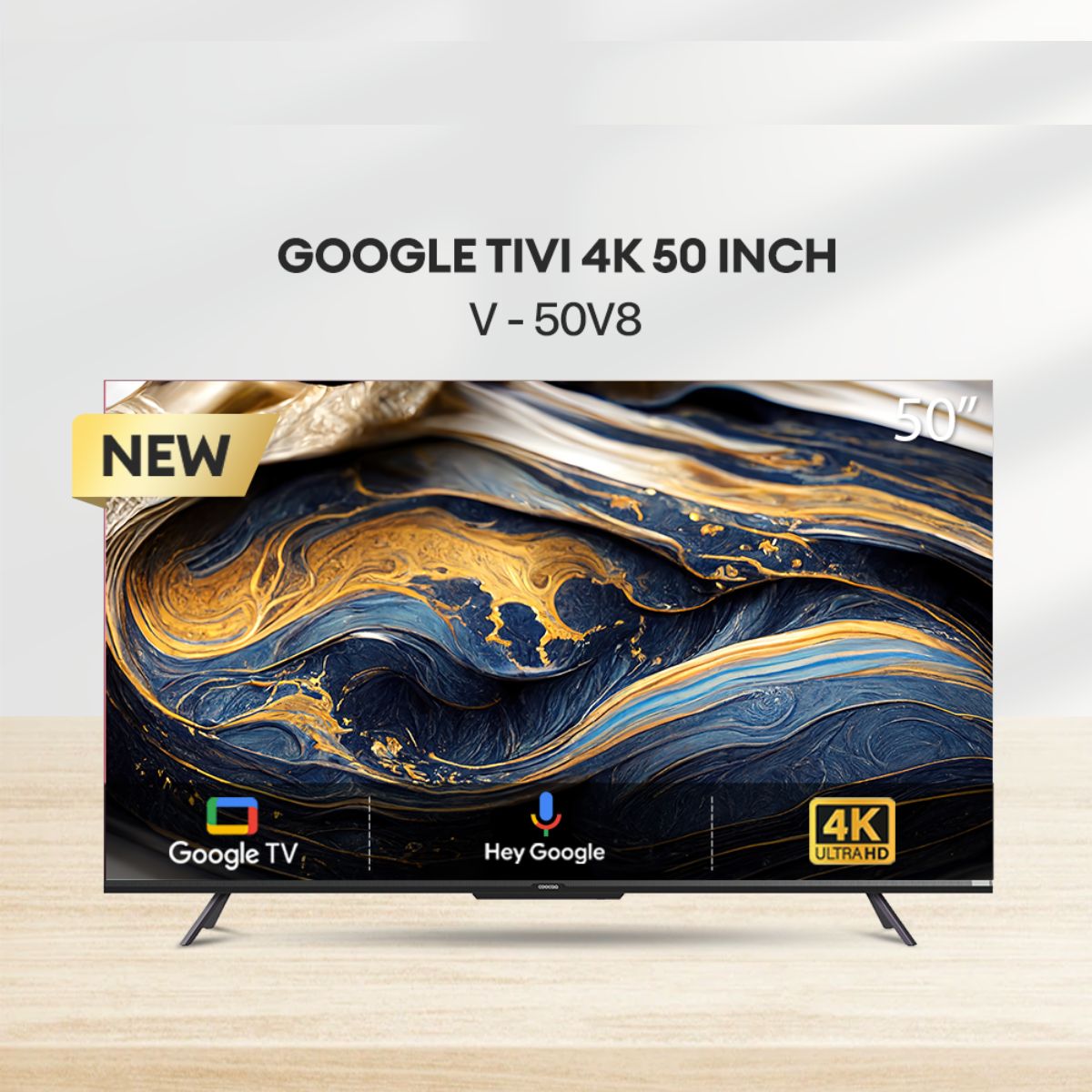 Google TV thông minh 50inch COOCAA 50V8 4K UHD, màn hình LED, điều khiển bằng giọng nói