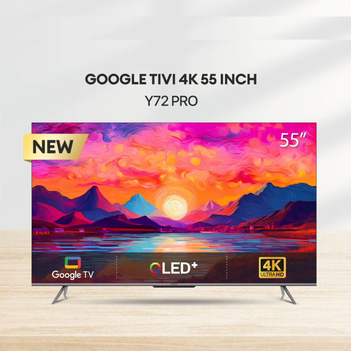 Google TV thông minh 55inch COOCAA 55Y72 PRO 4K, màn hình QLED, điều khiển bằng giọng nói