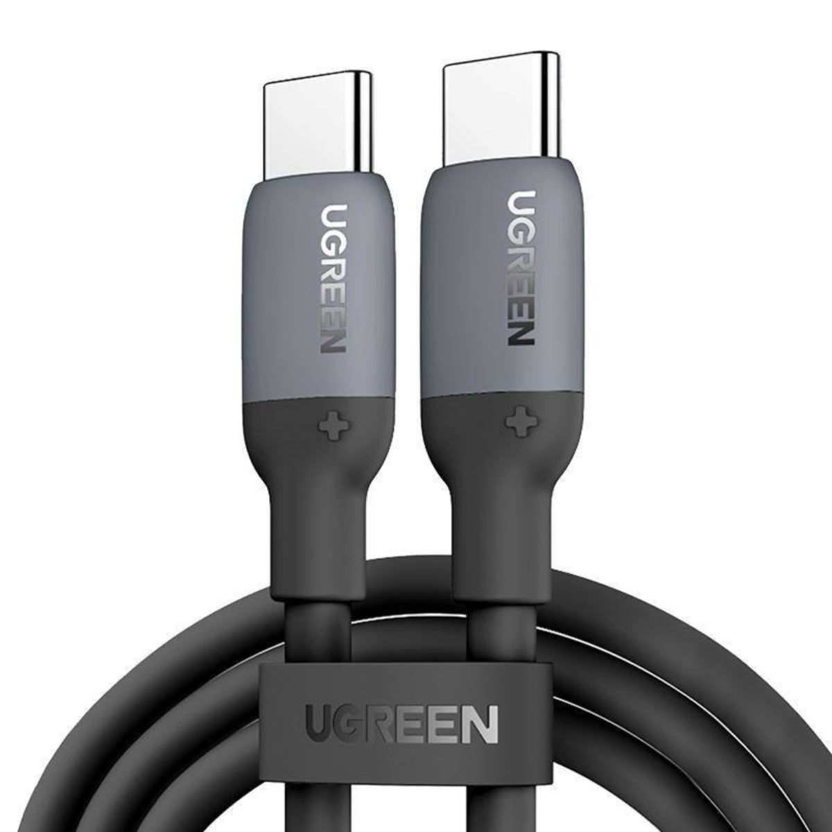 Cáp sạc dài 50cm silicone USB-C đến USB-C Ugreen 15282 US563 màu đen, hỗ trợ sạc nhanh, tốc độ truyền dữ liệu 480Mbps
