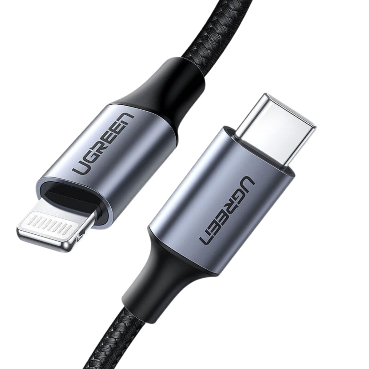 Cáp sạc dài 1m USB-C to Lightning Ugreen 60759 US304 màu đen, hỗ trợ sạc nhanh 3A, vỏ nhôm