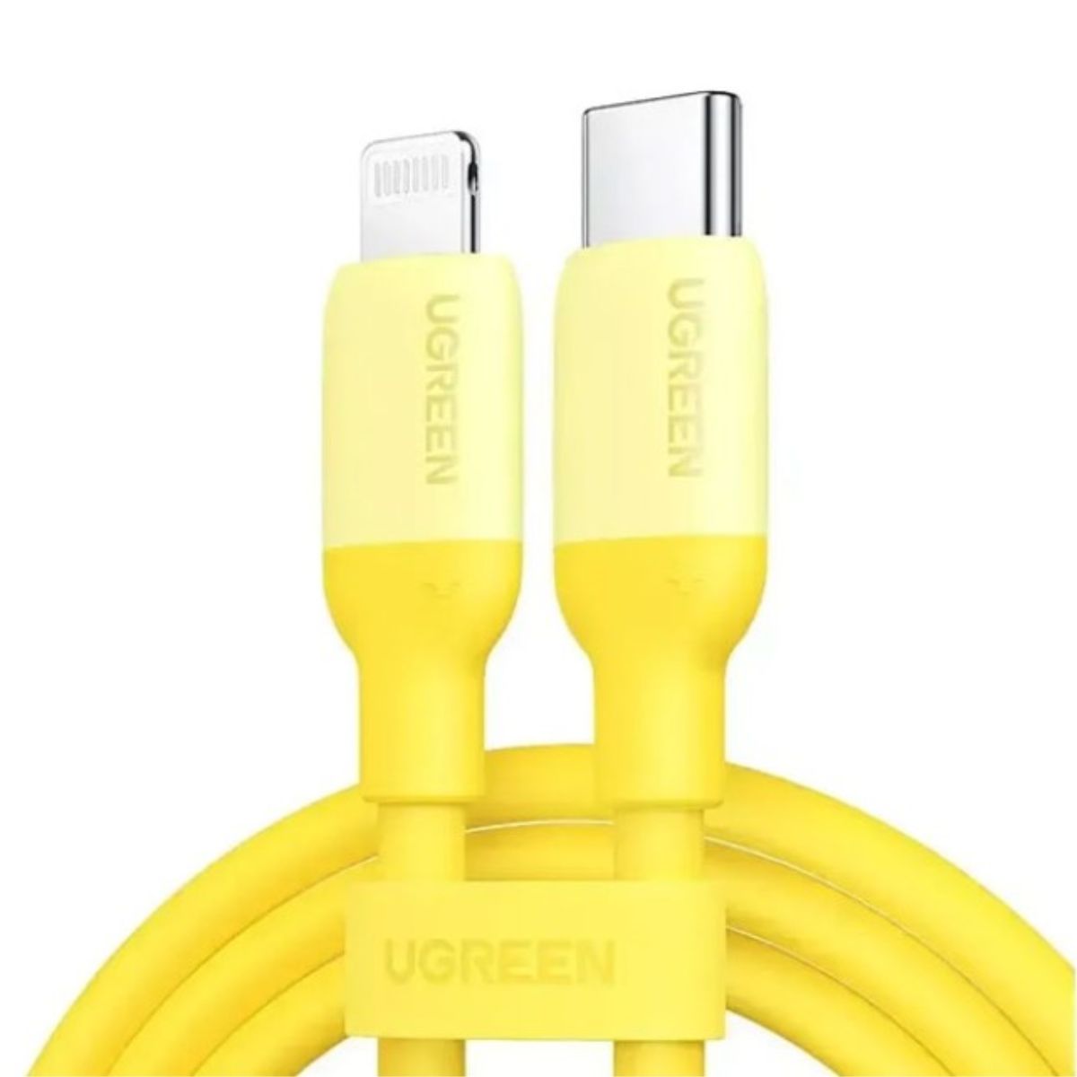 Cáp sạc dài 1m silicon USB-C to Lightning Ugreen 90226 US387 màu vàng, hỗ trợ sạc nhanh 3A