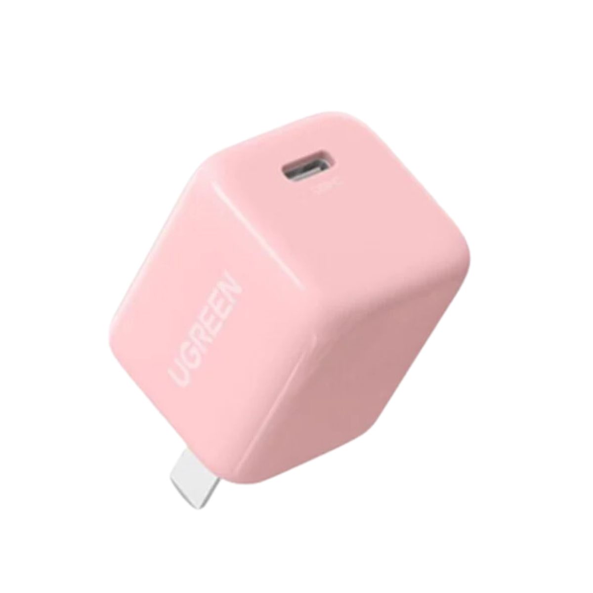 Củ sạc nhanh USB-C Ugreen 60897 CD249 màu hồng, hỗ trợ tương thích PD3.0, công suất 20W