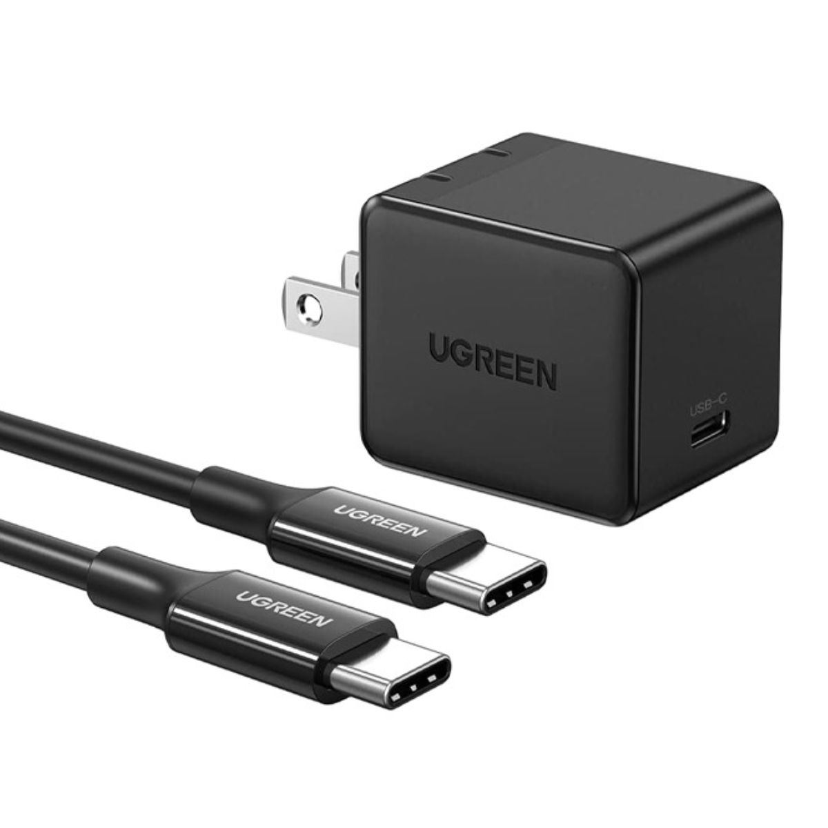 Bộ sạc nhanh và cáp sạc USB US Ugreen 50576 CD250 màu đen, công suất 25W