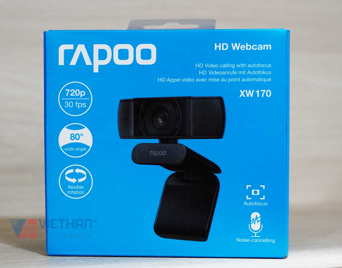 Webcam cho máy tính Rapoo giải hoạt độ xoay phân XW170 720P, linh