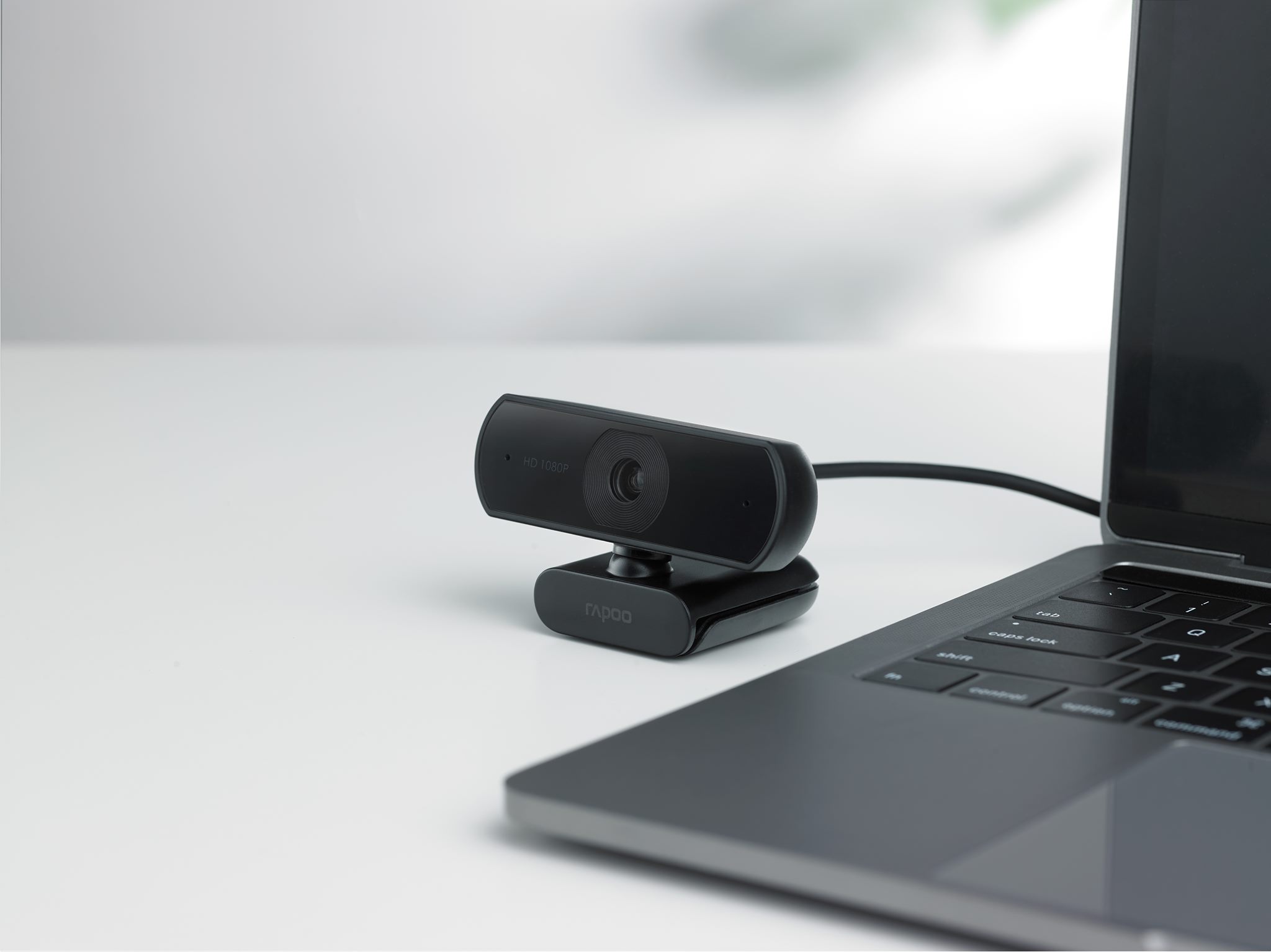 Webcam cho máy tính để bàn, laptop Rapoo C260AF Full HD 1080P, micro đa hướng, ống kính có nắp bảo vệ