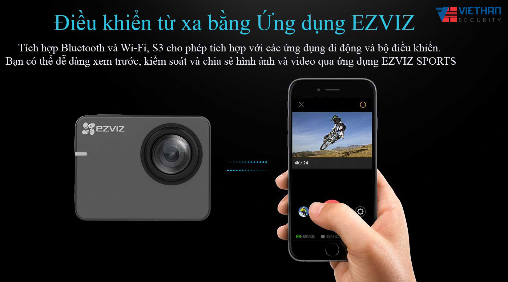 Camera hành trình EZVIZ S3 điều khiển qua app điện thoại