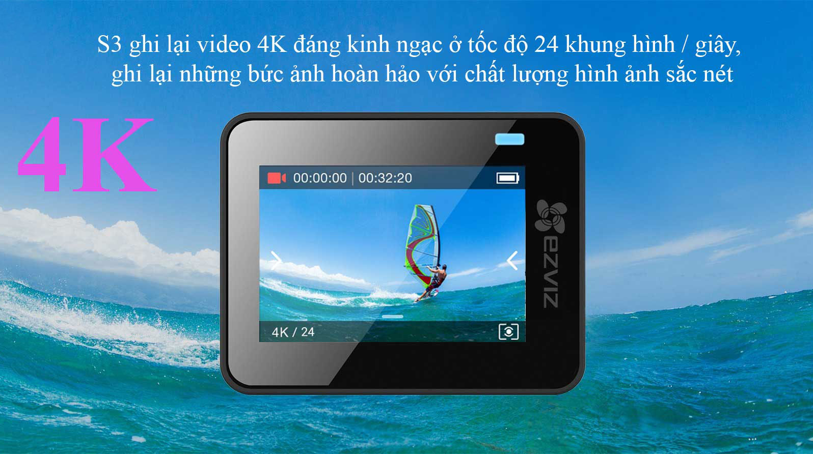 camera hành trình EZVIZ S3 ghi lại video 4k