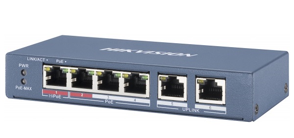 Thiết bị mạng HUB -SWITCH PoE HIKVISION DS-3E0106P-E/M (4-port 10/100Mbps Unmanaged)
