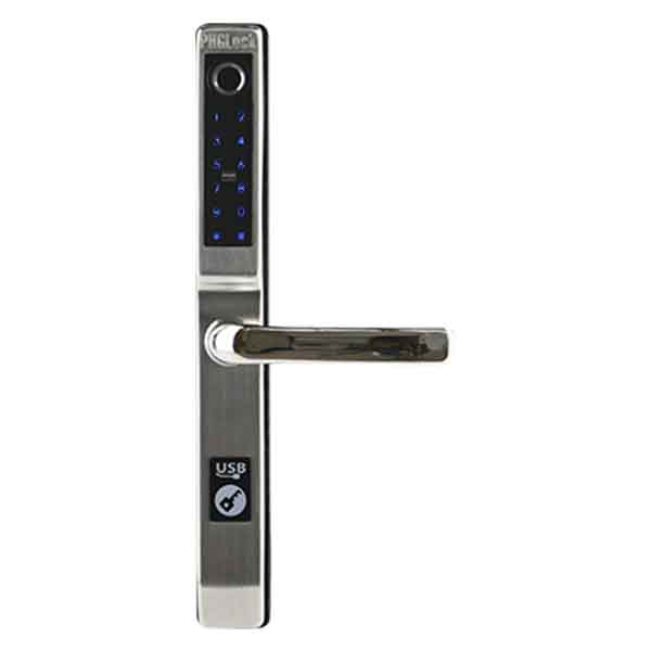 Khóa cửa Smart Lock PHGlock FP5293 (Khoá cửa nhôm, sử dụng 01 mã số, 200 thẻ cảm ứng Mifare và chìa khóa cơ, màu bạc)