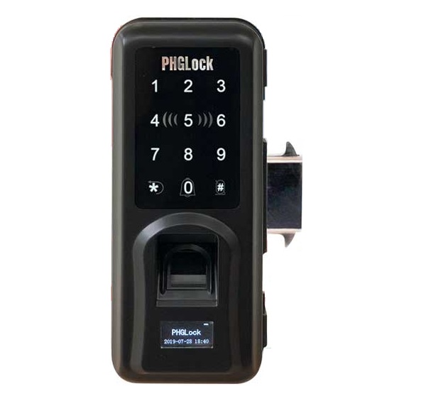 Khóa cửa Smart Lock PHGlock FG3603 (Khoá cửa kính, sử dụng 2000 thẻ cảm ứng MF, 500 vân tay, 1 mật mã và remote)