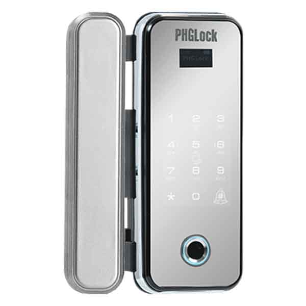 Khóa cửa Smart Lock PHGlock FG3605W (Khoá cửa kính, sử dụng thẻ cảm ứng MF, mã số, vân tay và 05 remote mở cửa từ xa, màu bạc)