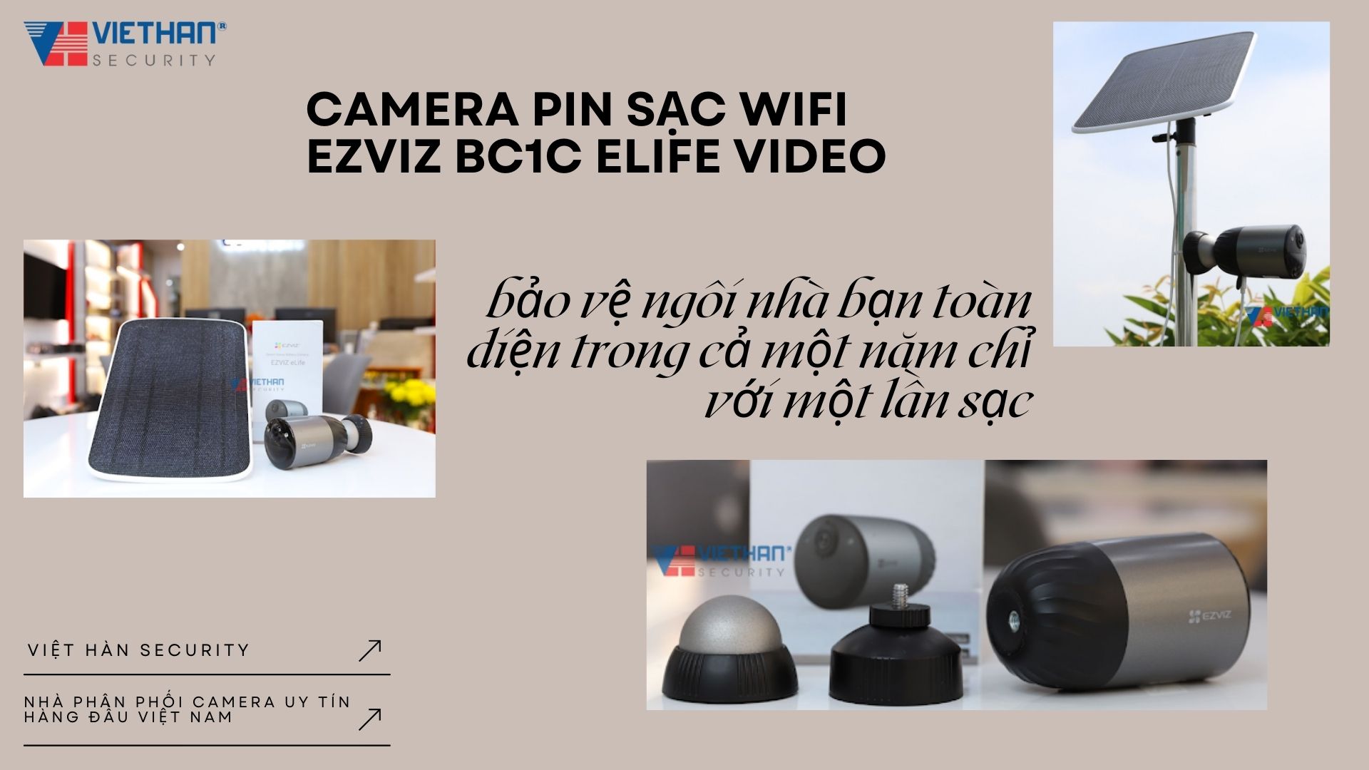 Camera pin sạc wifi Ezviz BC1C eLife Video