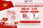Việt Hàn Security thông báo lịch nghỉ lễ 30/4 & 1/5 năm 2024