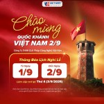 Thông Báo Lịch Nghỉ Lễ Quốc Khánh 2/9/2025
