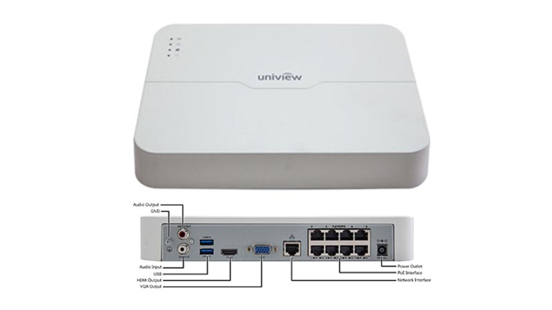 Đầu ghi hình IP Uniview NVR301-08L-P8 (8 kênh, phân giải 4K)