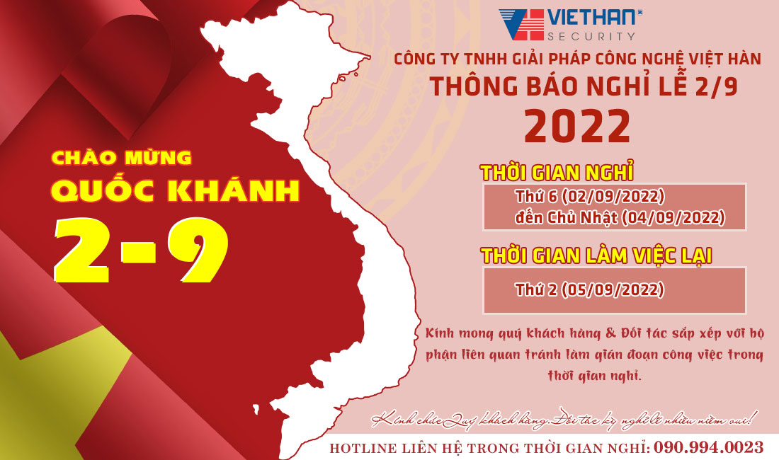 Việt Hàn Security thông báo lịch nghỉ lễ Quốc Khánh 2/9