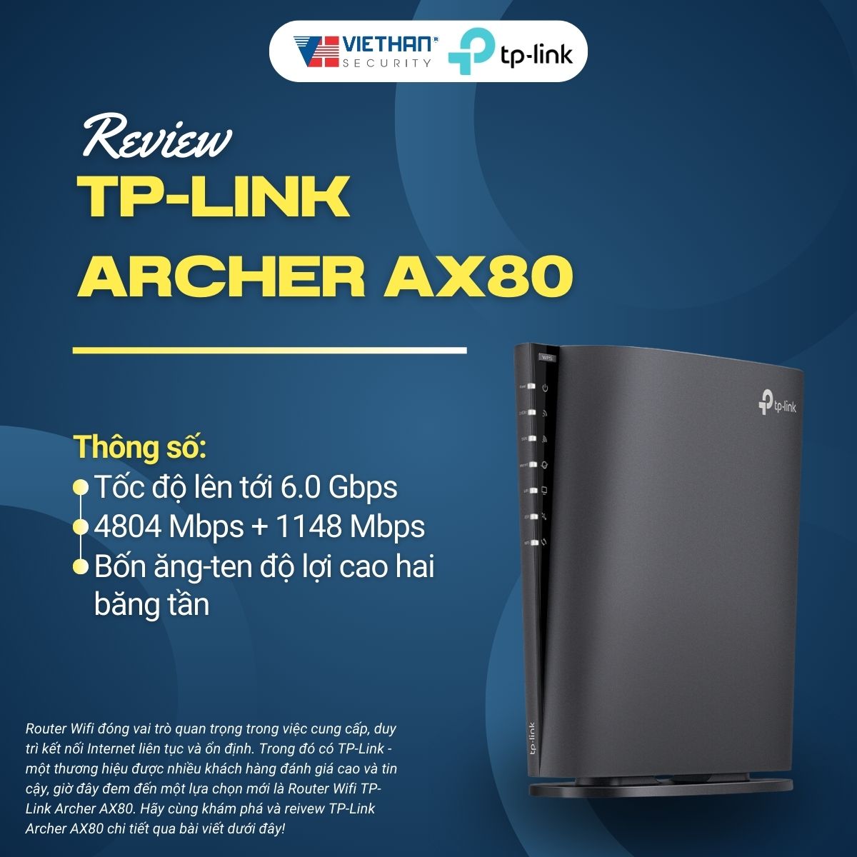 Reivew TP-Link Archer AX80: Router Wifi 6 mạnh mẽ, phủ sóng rộng, tốc độ cao