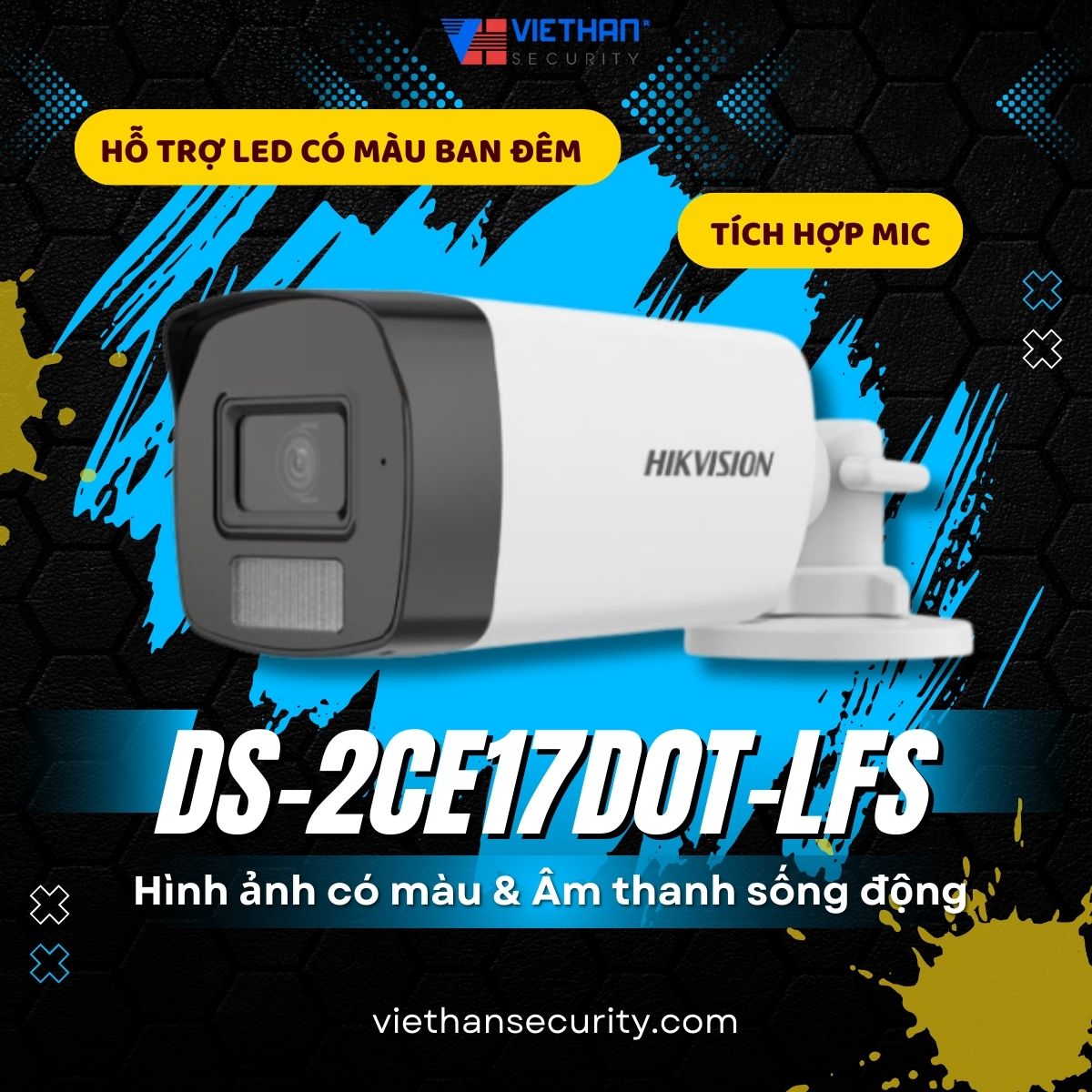 Camera Hikvision DS-2CE17D0T-LFS – Hình ảnh có màu & Âm thanh sống động 