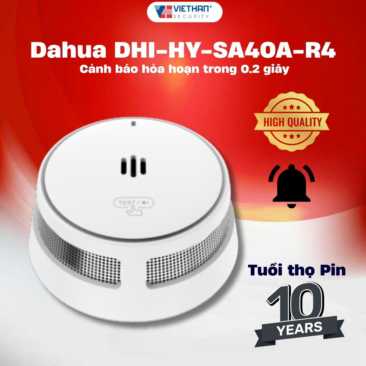 Cảnh báo hỏa hoạn trong 0.2 giây cùng với đầu báo khói không dây Dahua DHI-HY-SA40A-R4