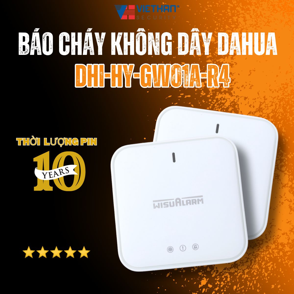 Thiết bị báo cháy không dây Dahua DHI-HY-GW01A-R4 - Pin siêu bền với 10 năm an tâm