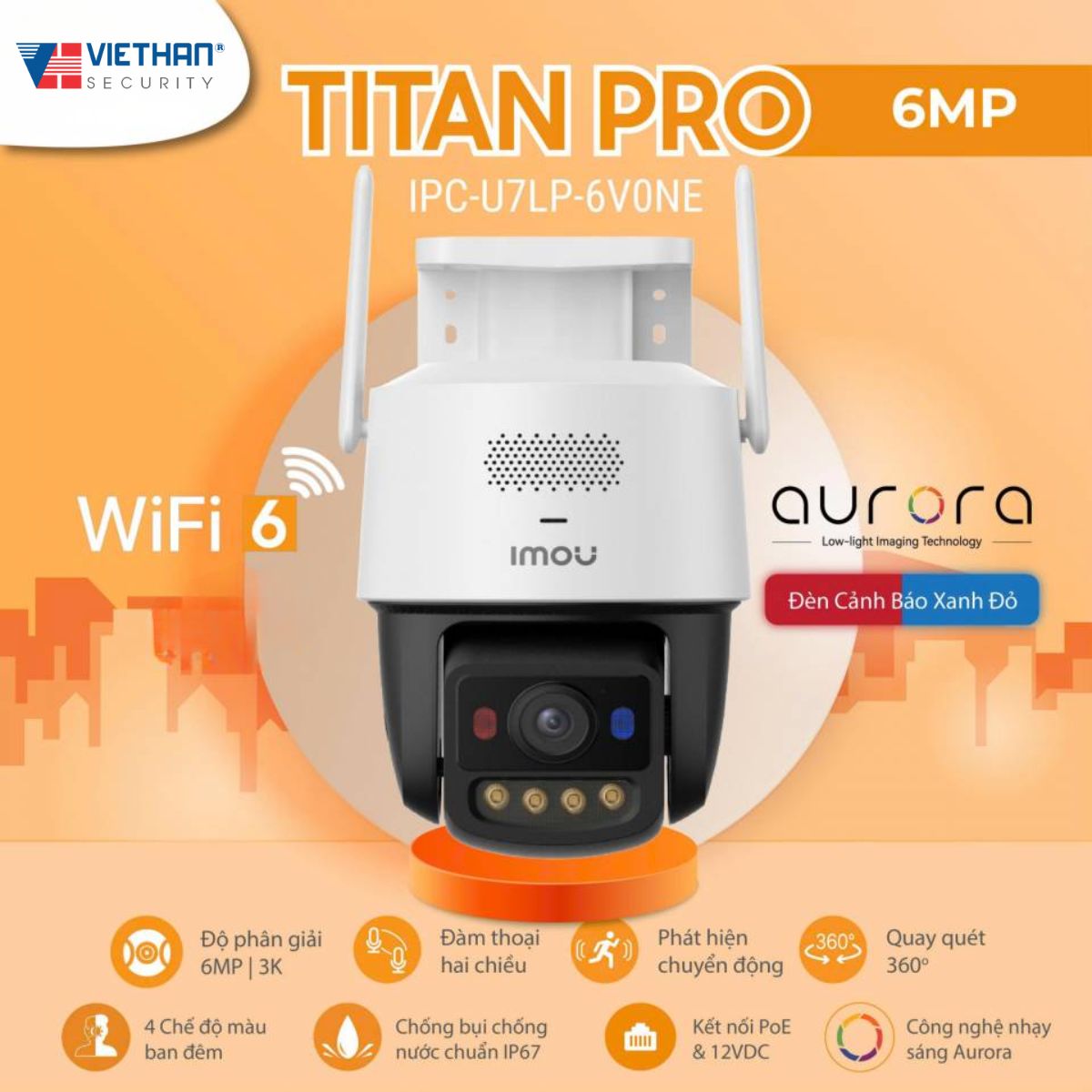 CAMERA WIFI IMOU TITAN PRO 6MP 3K+ AURORA – “MẮT THẦN” NHÌN ĐÊM NHƯ NGÀY, BẢO VỆ 360°
