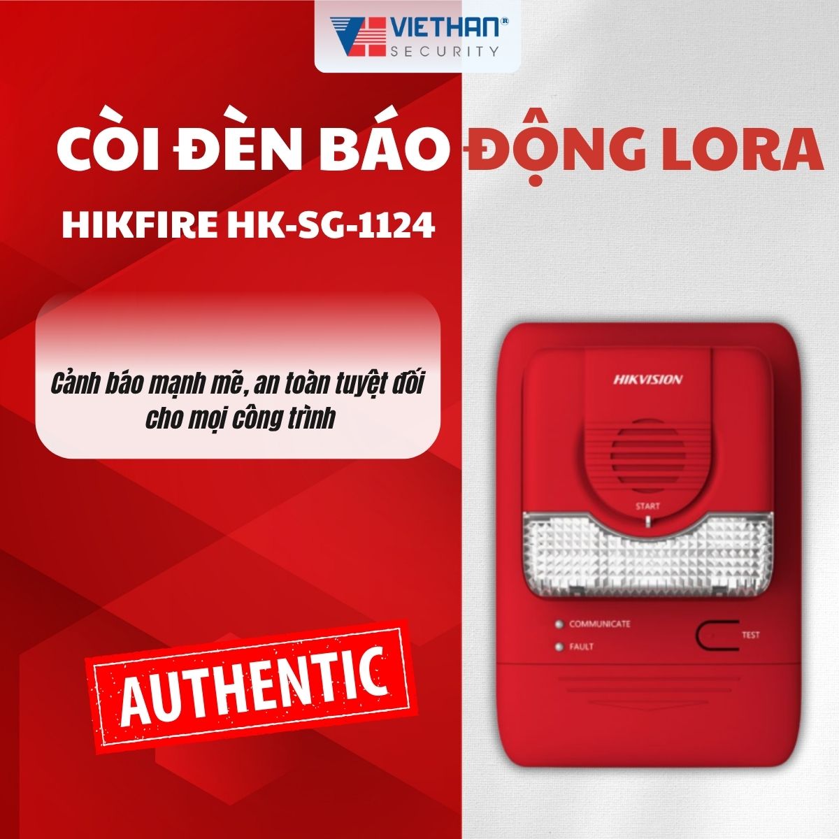 Còi đèn báo động LoRa Hikfire HK-SG-1124 – Cảnh báo mạnh mẽ, an toàn tuyệt đối cho mọi công trình