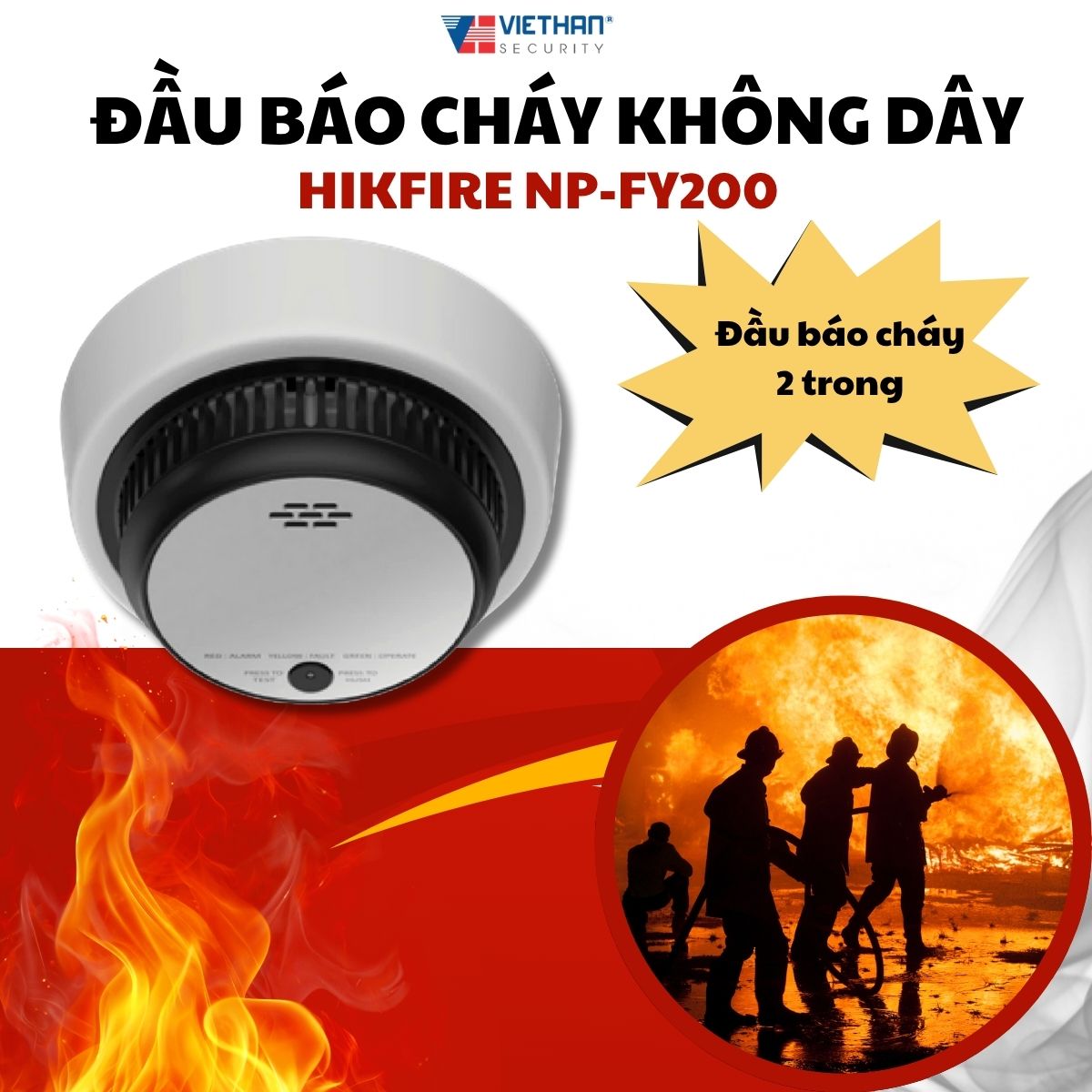 Đầu Báo Cháy Lora Hikfire NP-FY200 Không Dây – Phát Hiện Khói & Nhiệt Chính Xác