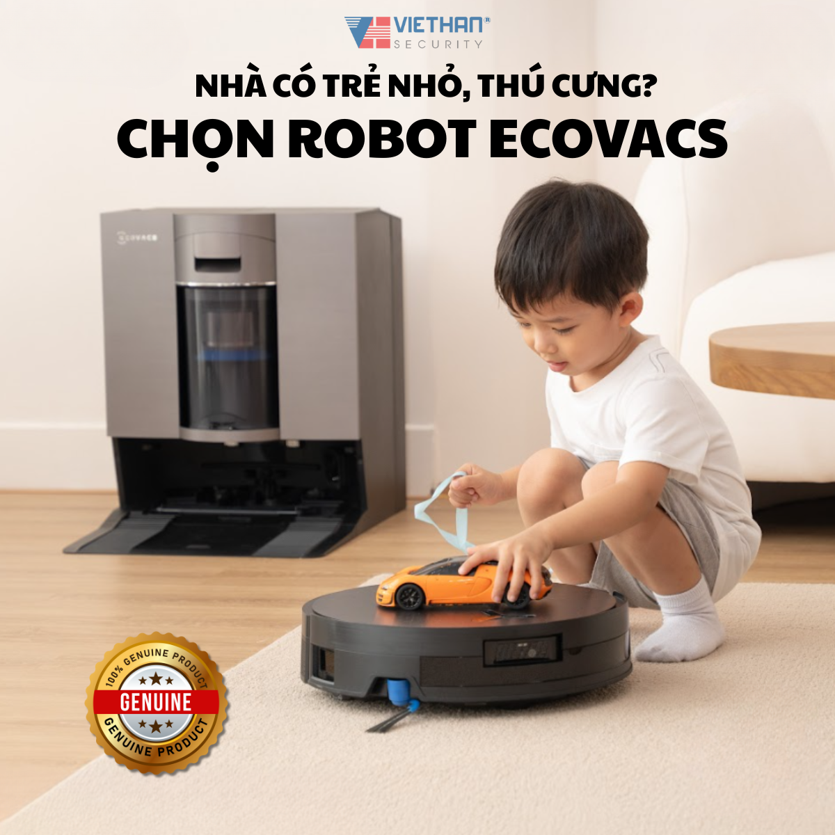 Nhà có trẻ nhỏ, thú cưng? Robot Ecovacs là giải pháp làm sạch an toàn, thông minh