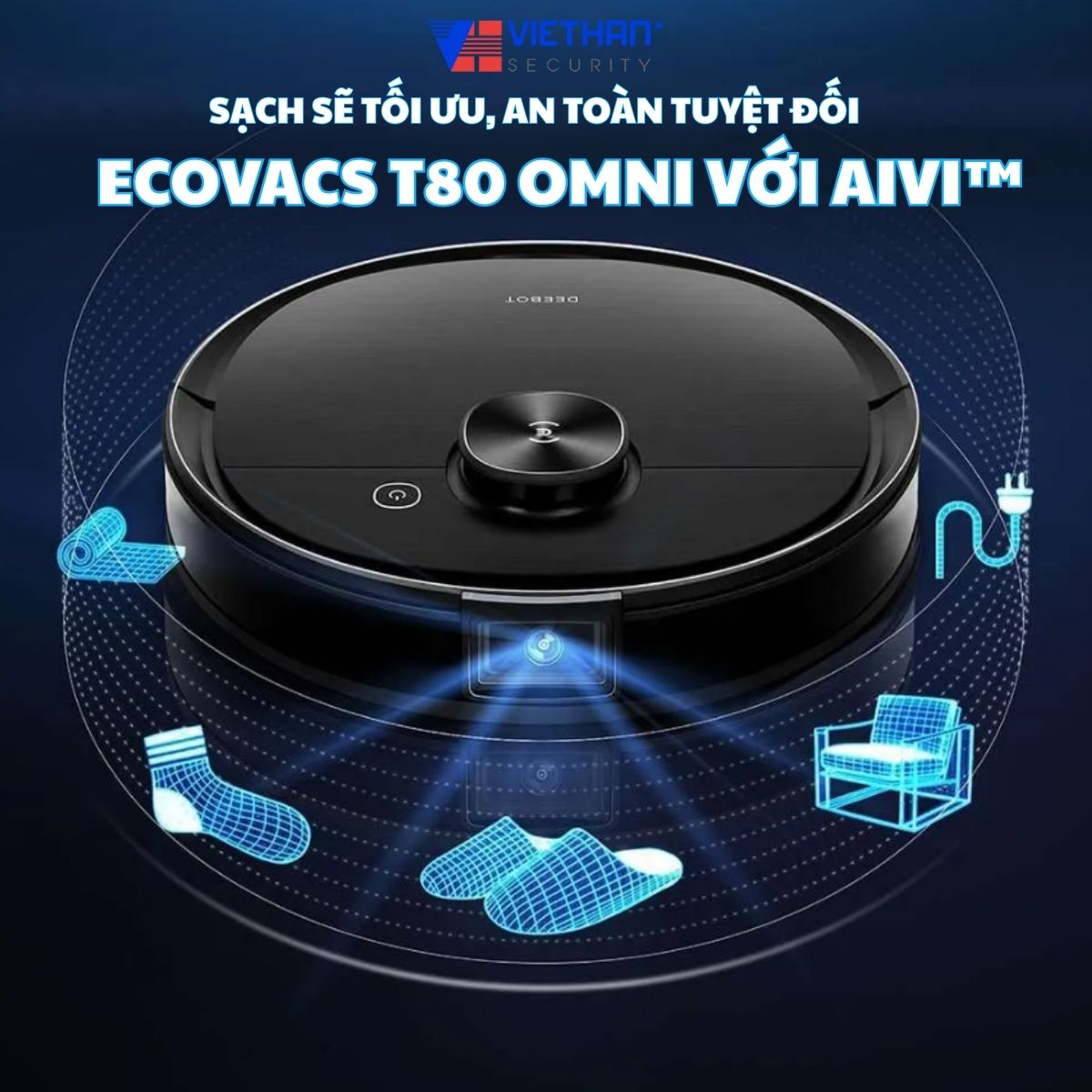 Robot hút bụi Ecovacs T80 Omni với Công nghệ AIVI™ giúp tránh va chạm hoàn hảo