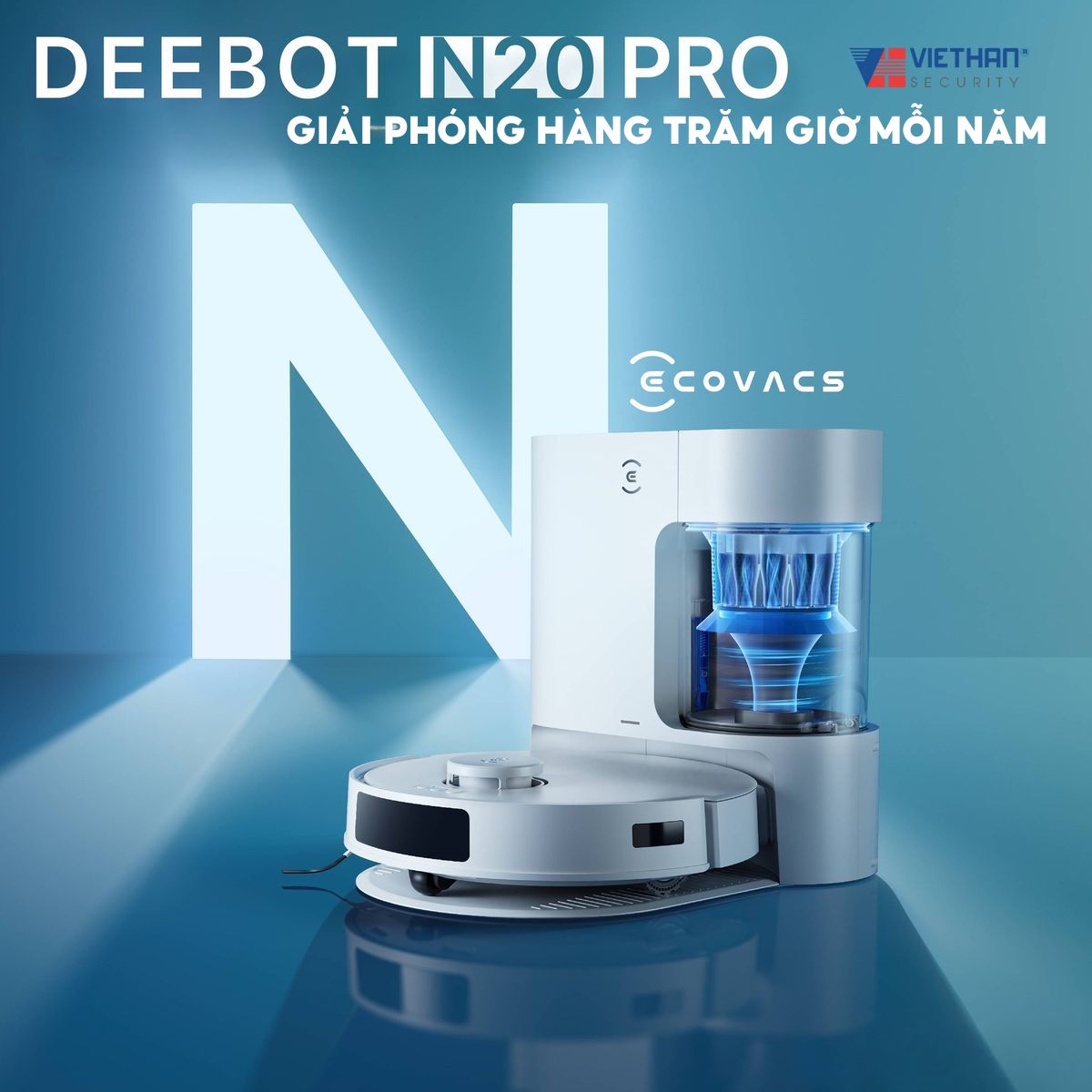 Giải phóng hàng trăm giờ mỗi năm - Ecovacs N20 Pro với lực hút 8000Pa và công nghệ chống rối tóc đỉnh cao