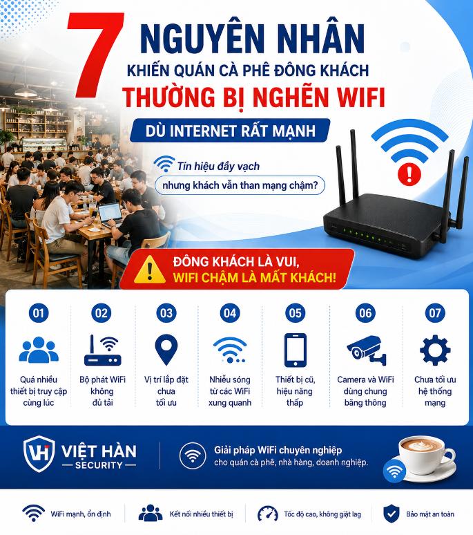 VÌ SAO QUÁN CÀ PHÊ ĐÔNG KHÁCH THƯỜNG BỊ NGHẼN WIFI?