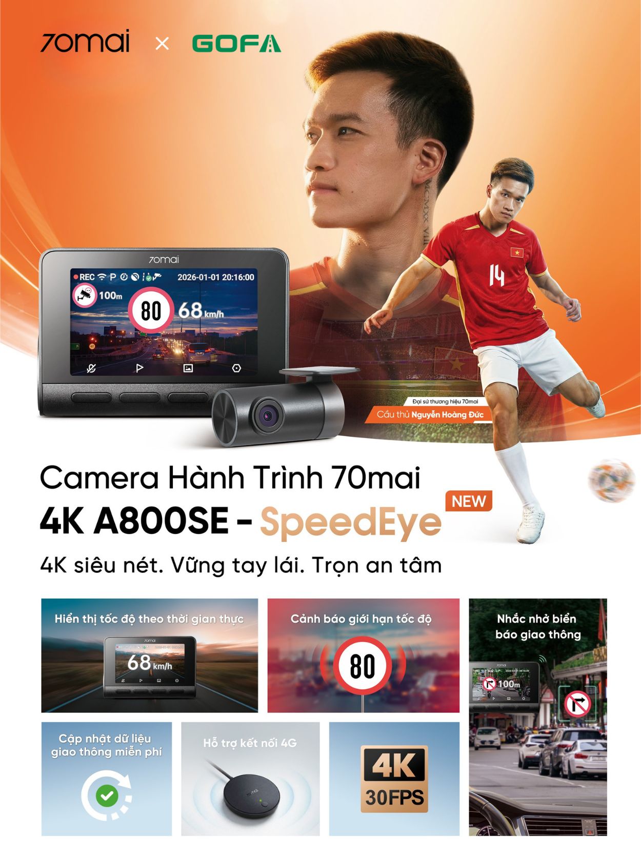 70mai & Gofa Ra Mắt Camera Hành Trình A800SE SpeedEye Thông Minh Cho Người Việt
