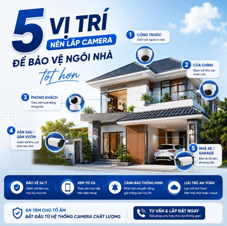 5 vị trí nên lắp camera để bảo vệ ngôi nhà tốt hơn
