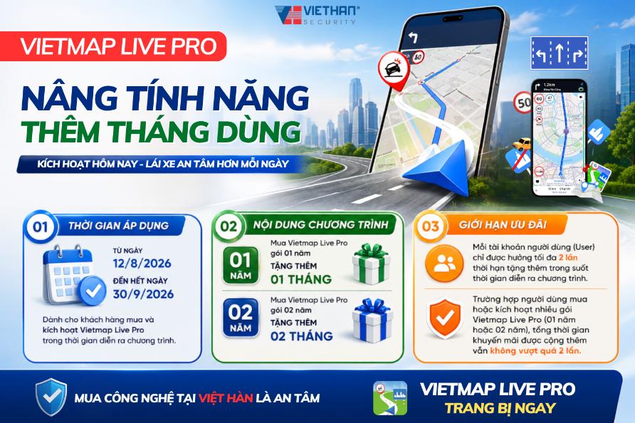 Vietmap Live Pro nâng tính năng, tặng thêm tháng sử dụng 2026