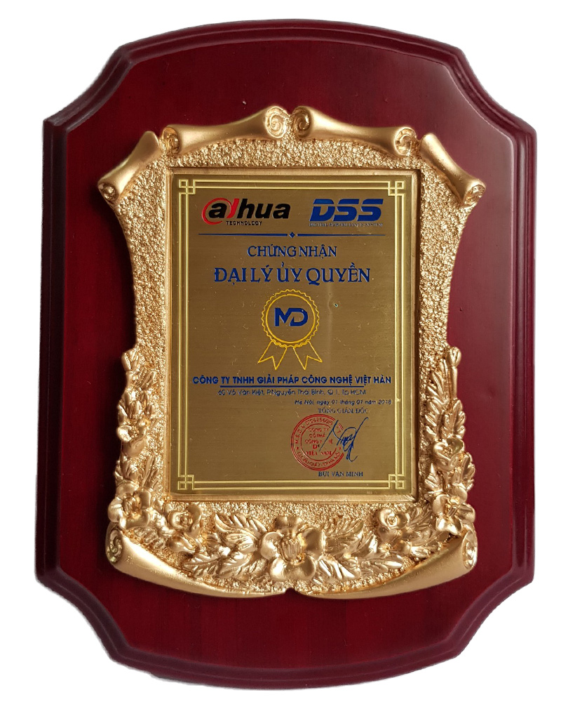 Giấy chứng nhận phân phối Camera Dahua cấp cho Việt Hàn Security 2018