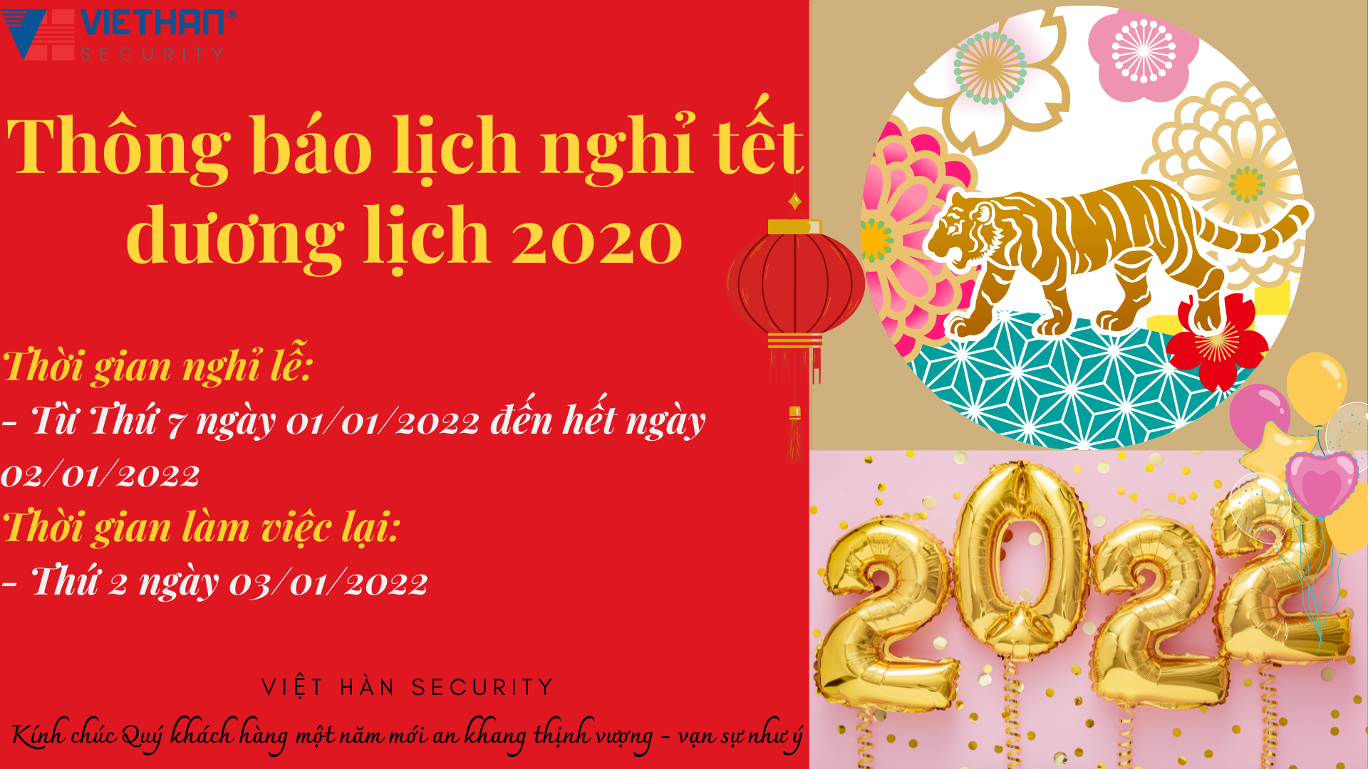 Thông báo nghỉ tết dương lịch 2020