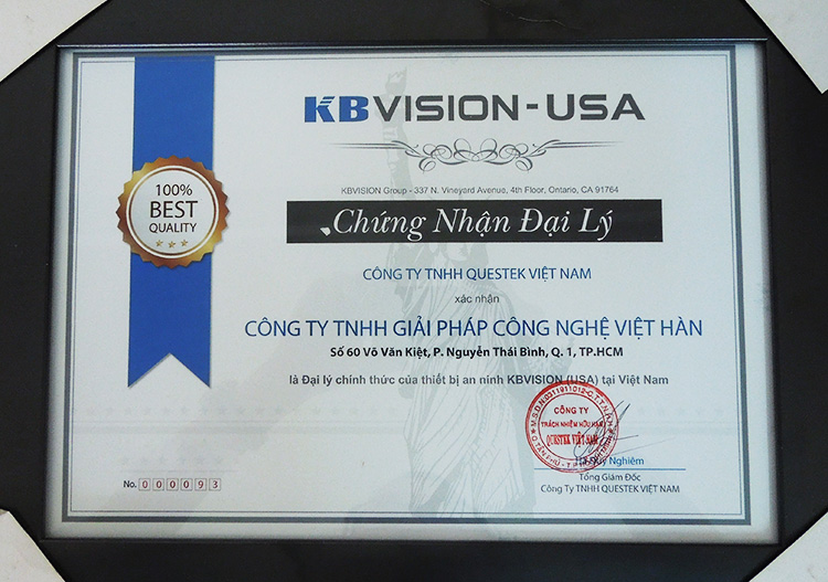 chứng nhận kbvision