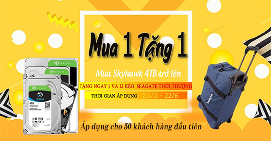 Mua ổ cứng Seagate 4TB trở lên Tặng ngay Vali kéo thời thượng