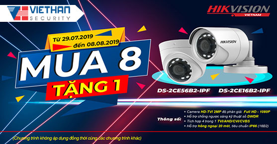 Khuyến mãi mua 8 tặng 1 từ HIKVISION