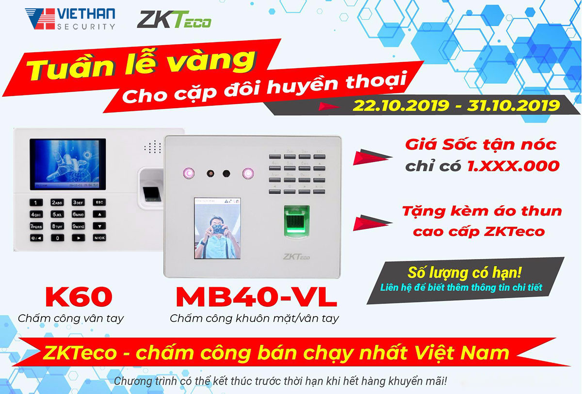 ZKTeco khuyến mãi tuần lễ vàng
