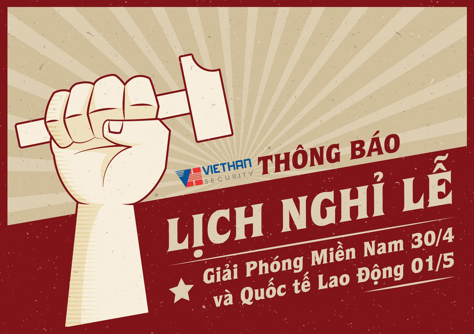 Thông báo lịch nghỉ lễ 30/04 - 01/05/2020